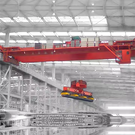 electric double girder overhead crane with magnet
